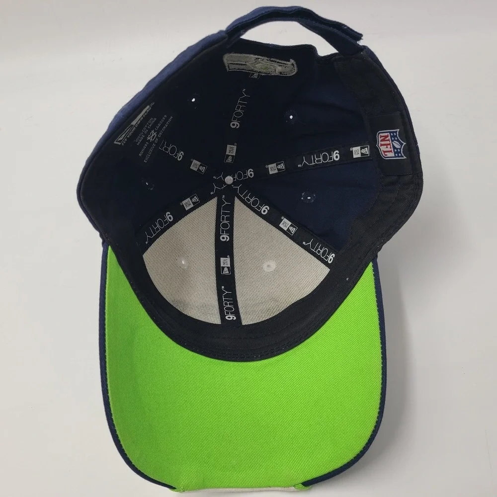 Seattle Seahawks Hat Adjustable New Era 9Forty White Blue Green NFL Football Men